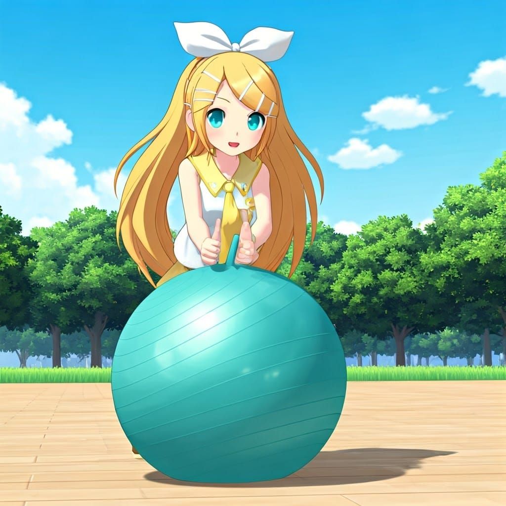 Singing Idol Bounces on Exercise Ball in School Setting