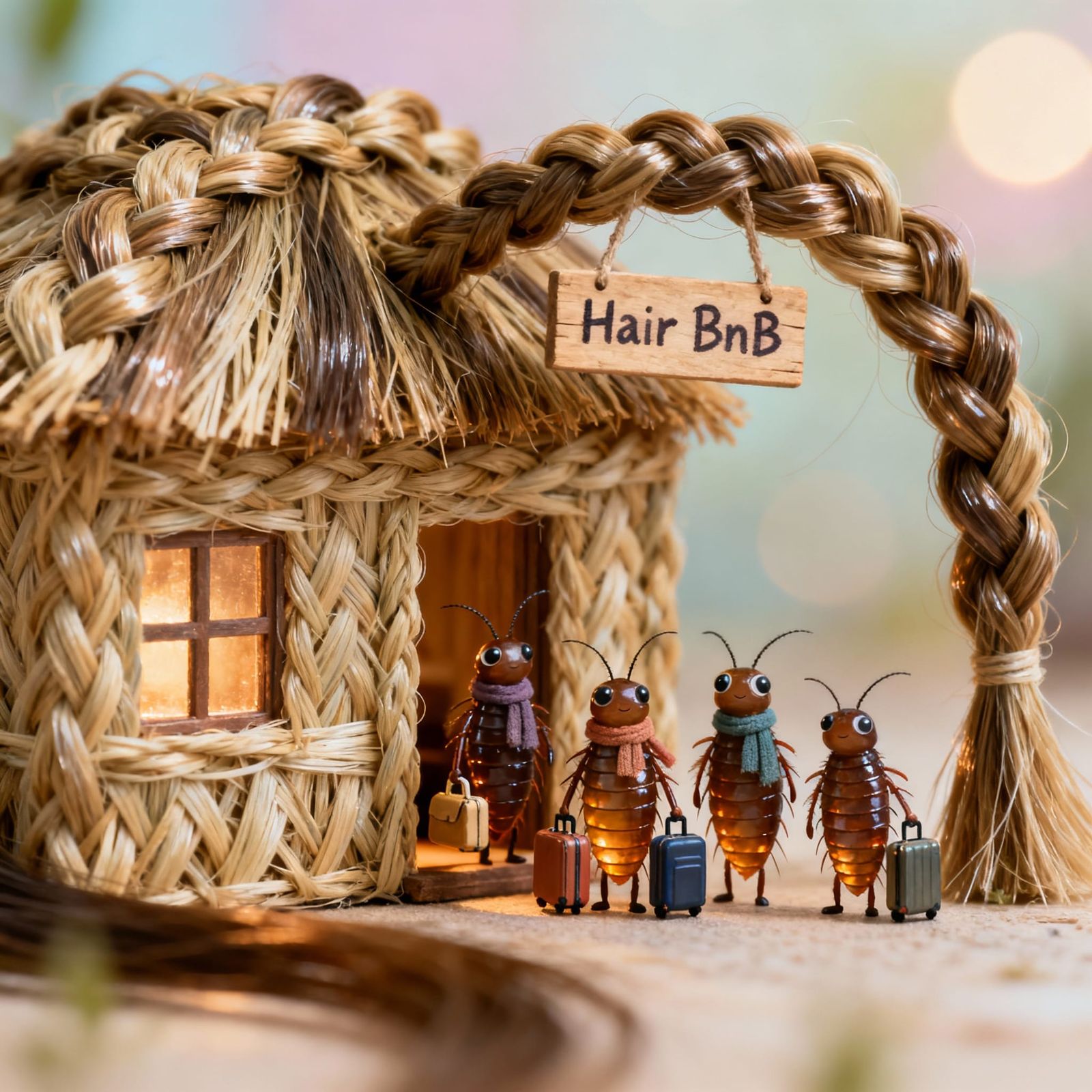 Surreal Macro Photo: Hair Lodge Home for Lice Family