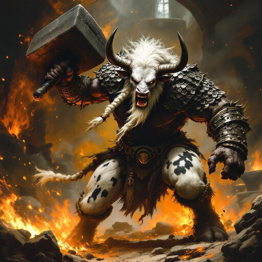 Charging Minotaur Warrior with War Hammer