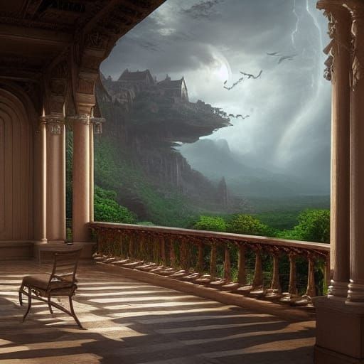 Dramatic Figure Steps Off Porch: Digital Matte Painting