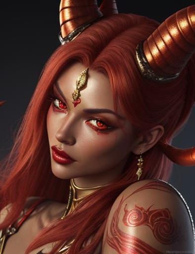 Demon Girl in Dynamic Pose: 3D Digital Art