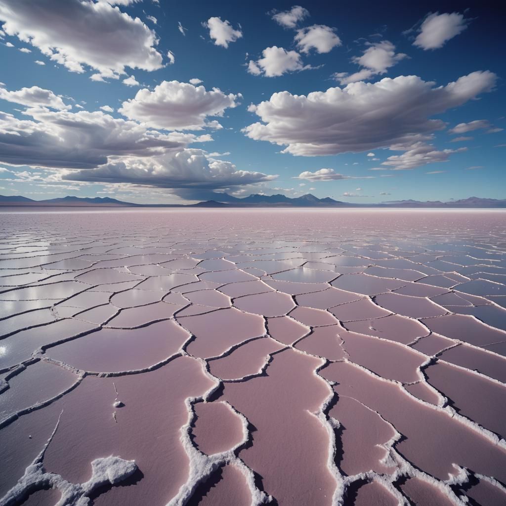 Surreal Uyuni Salt Flats Landscape in Pastel Colors