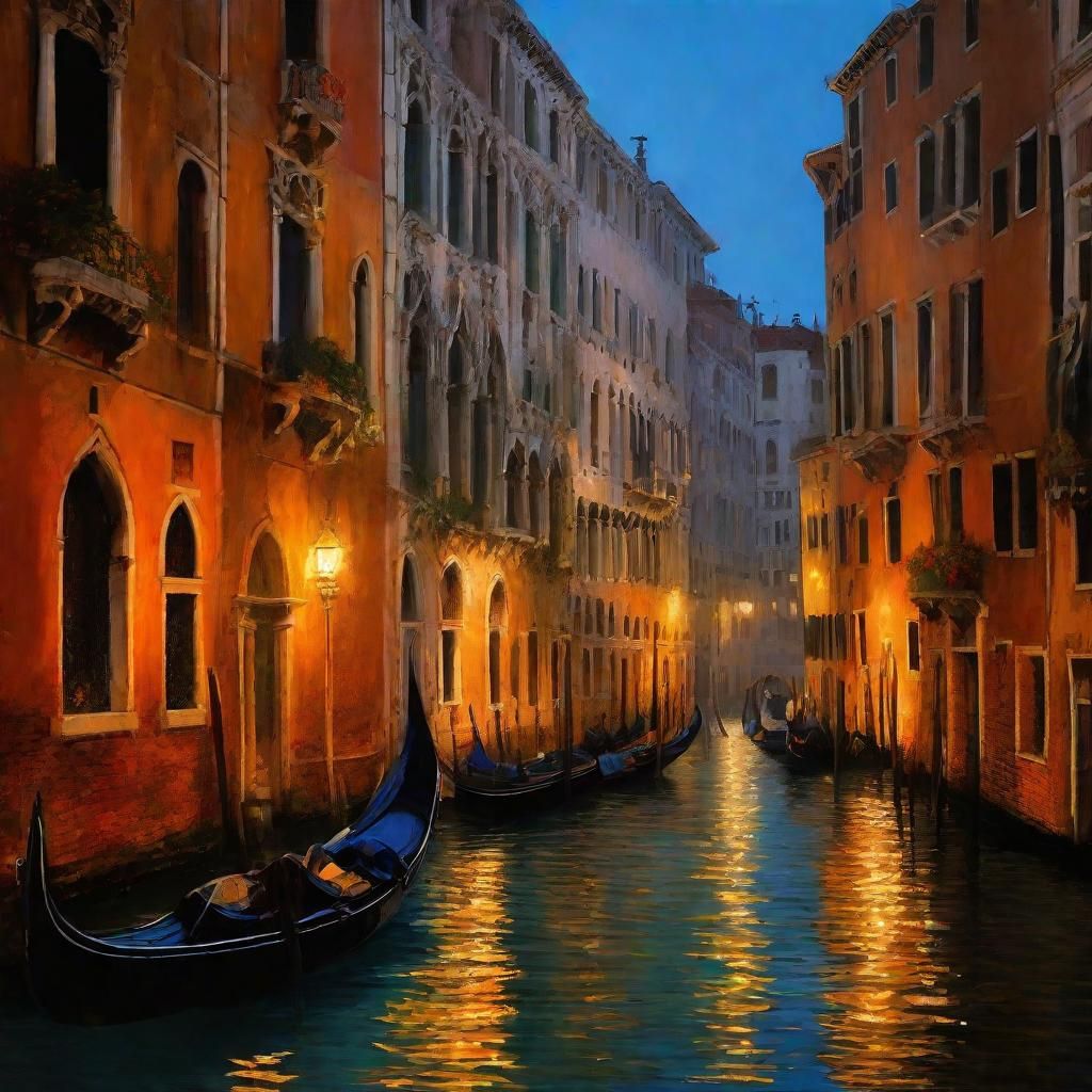 Venice at Night: Baroque Oil Painting