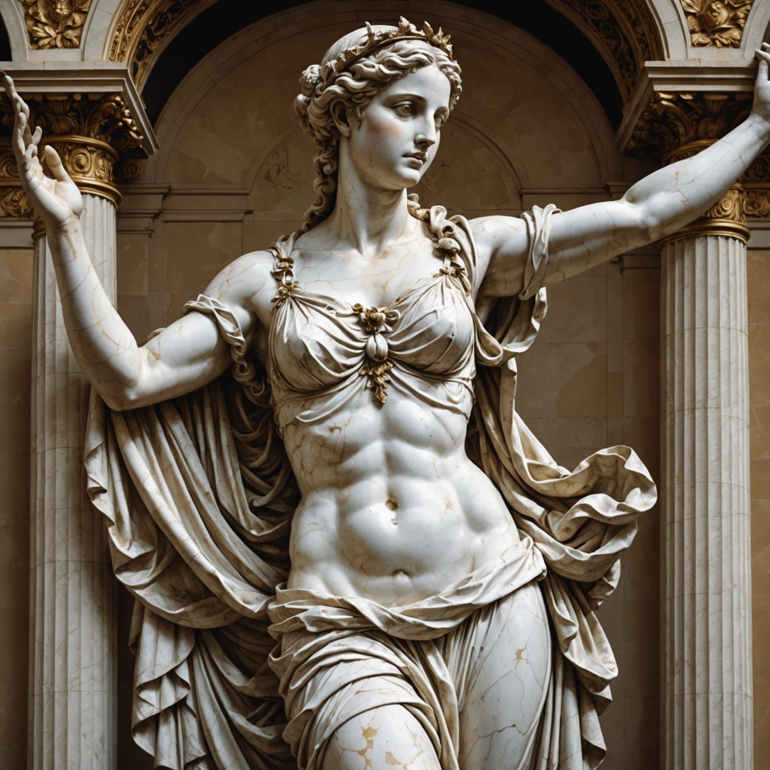 Hyperrealistic Venus de Milo Statue with Human Arms
