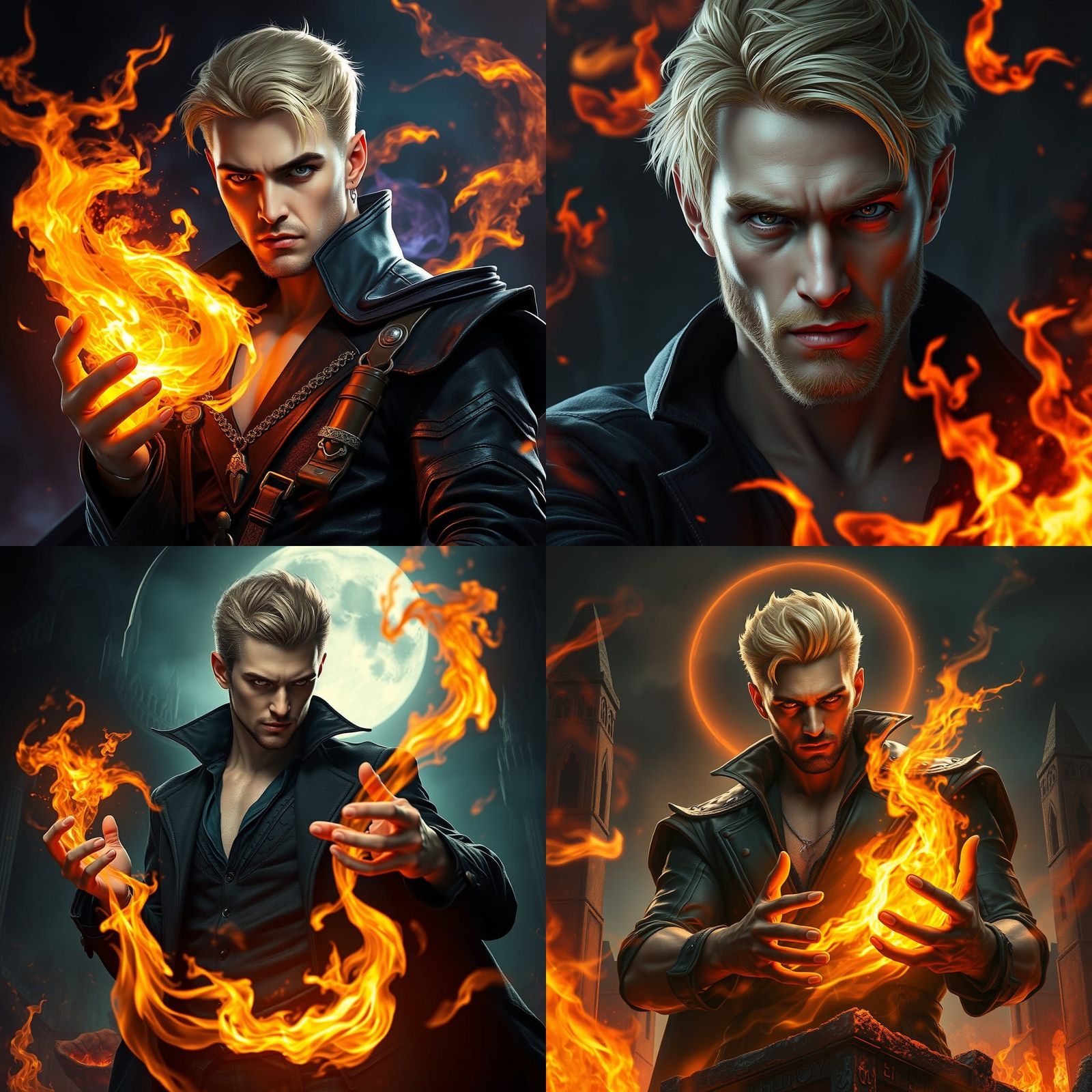 Handsome Fire Mage with Magic Powers