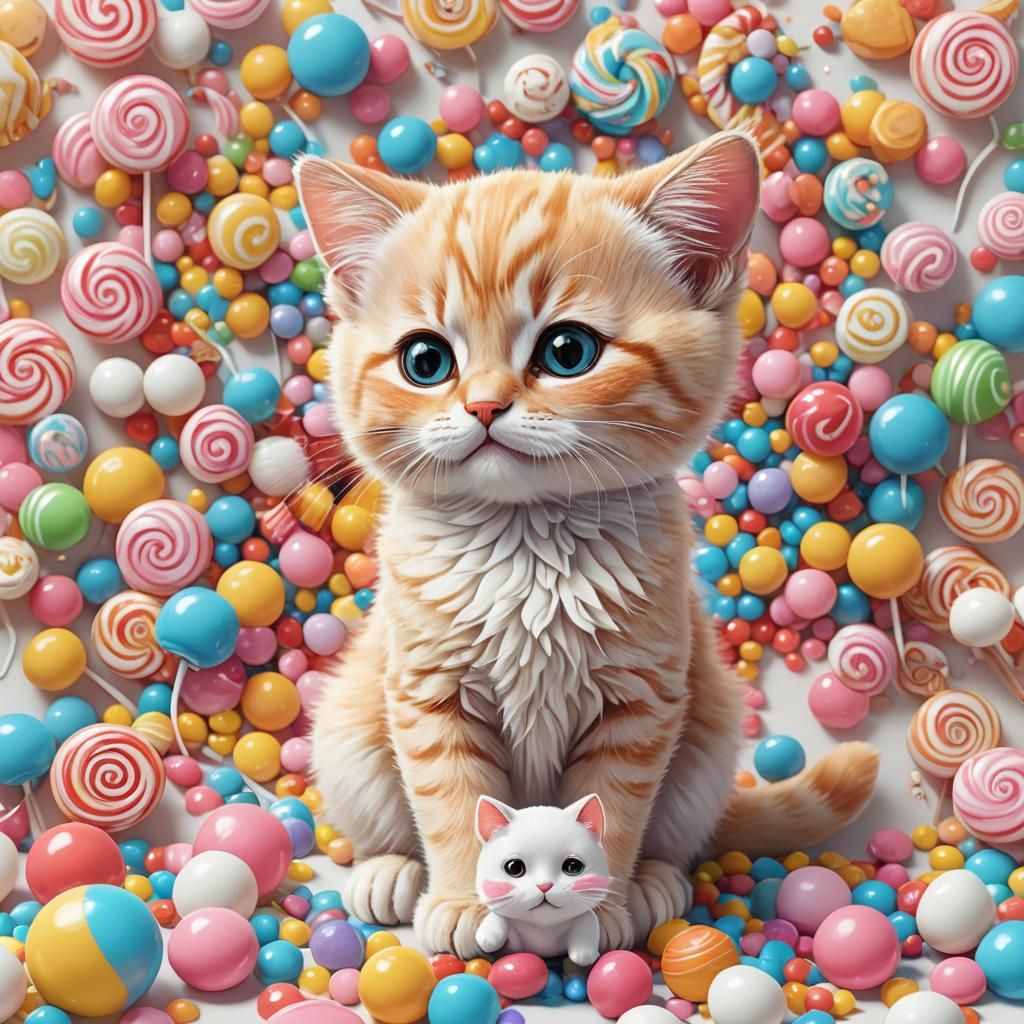 Cute Cat and Mouse Friends in Candy Art Style