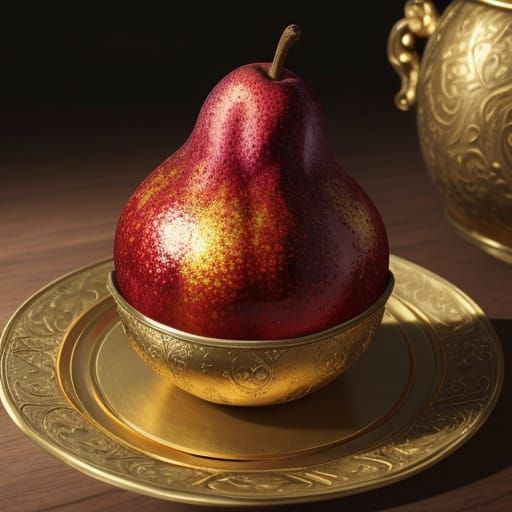 Baroque Pear Still Life in Digital Painting