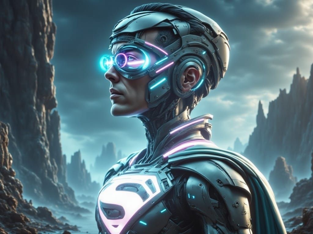 Hyper Realistic Superman with Ice Vision in Dark Academia St...