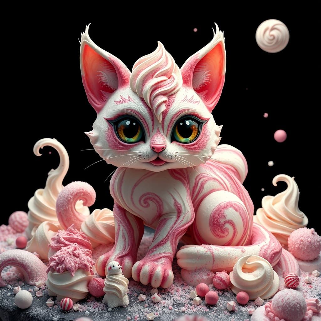 Ice Cream Cat in a Fantasy Landscape