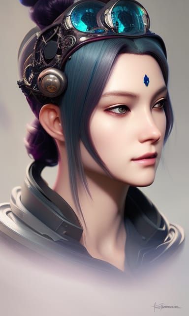 Clockpunk Pilot Princess Portrait in Digital Art Style