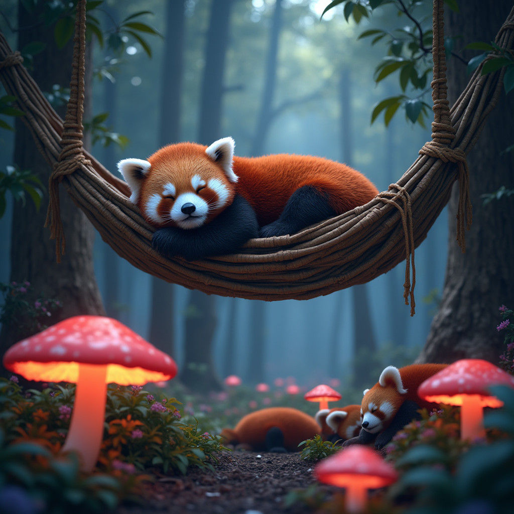 Red Panda Dreamscape: Fantasy Concept Art