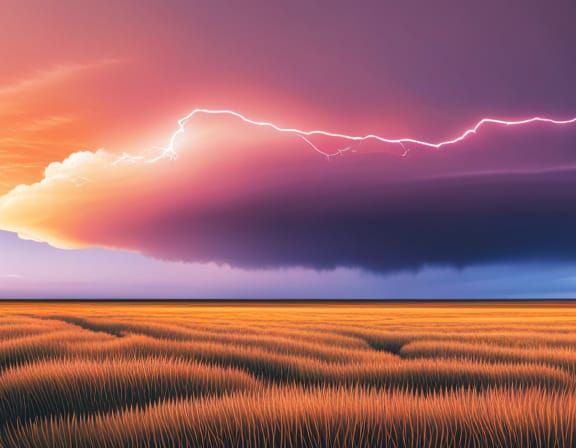 Dazzling Heat Lightning Show Over Serene Prairie Twilight