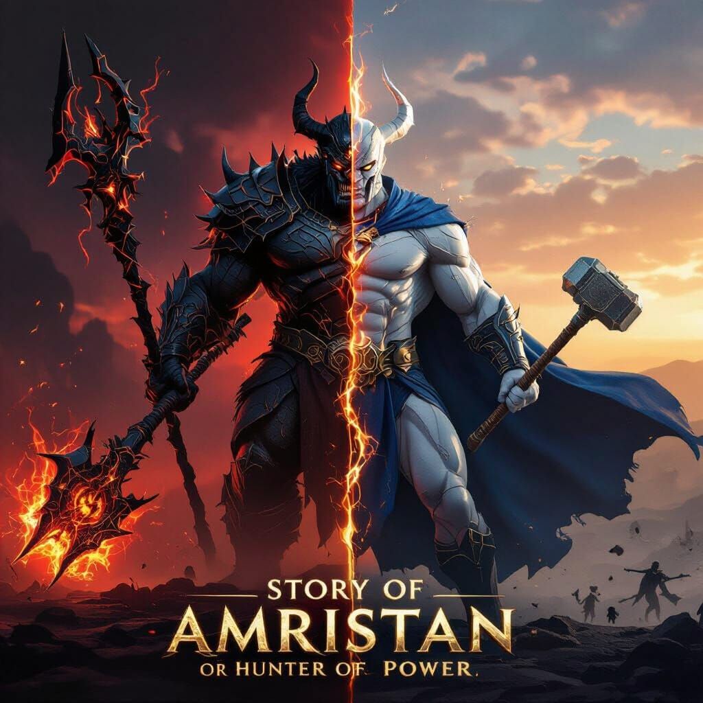 Epic Fantasy Movie Poster: Hero vs Villain Showdown