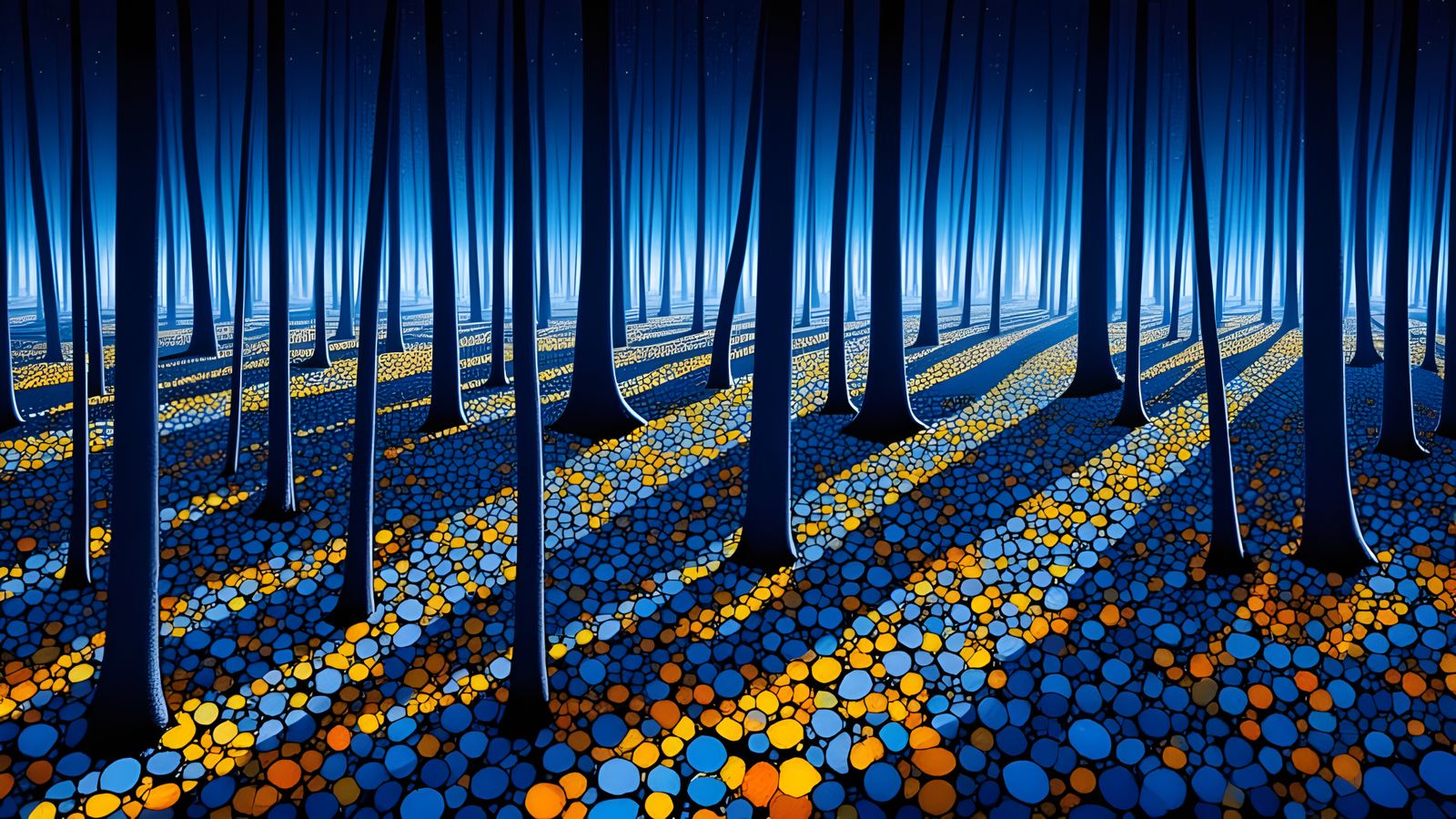 Autumn Aspen Grove in Cosmic Alcohol Ink Style