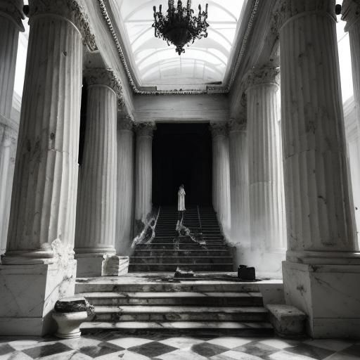 Gothic Model in Coffee Shop, Black and White Photography