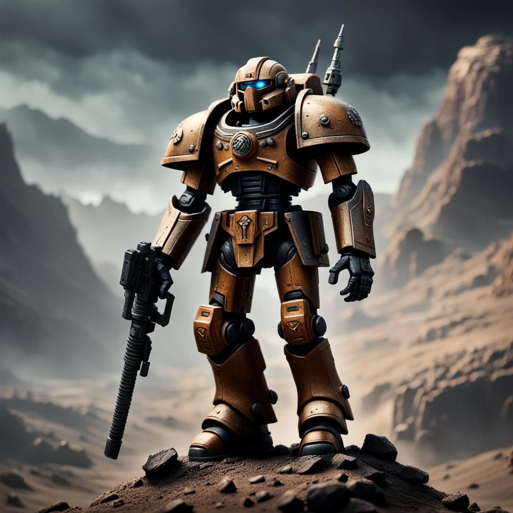 Tau Warrior Miniature in Grimdark Sci-Fi Style