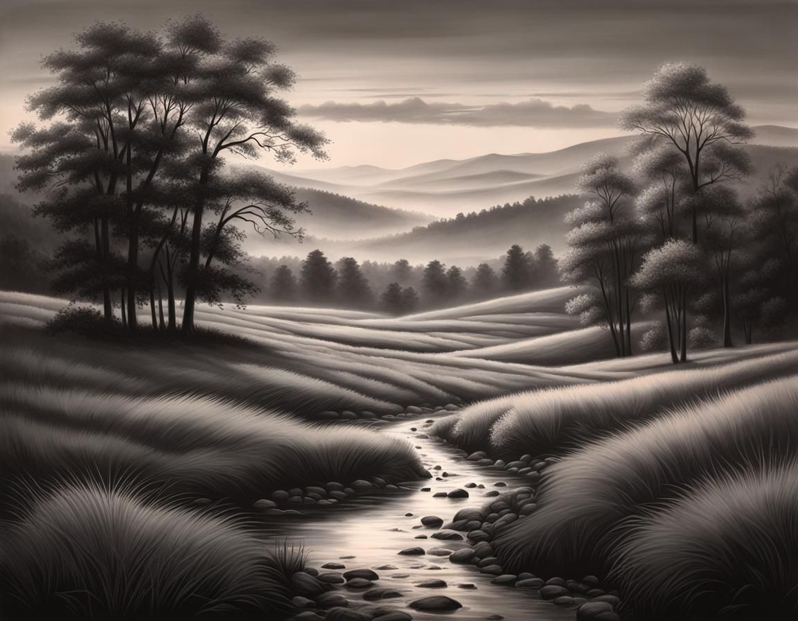 Monotone Pastel Landscape Art