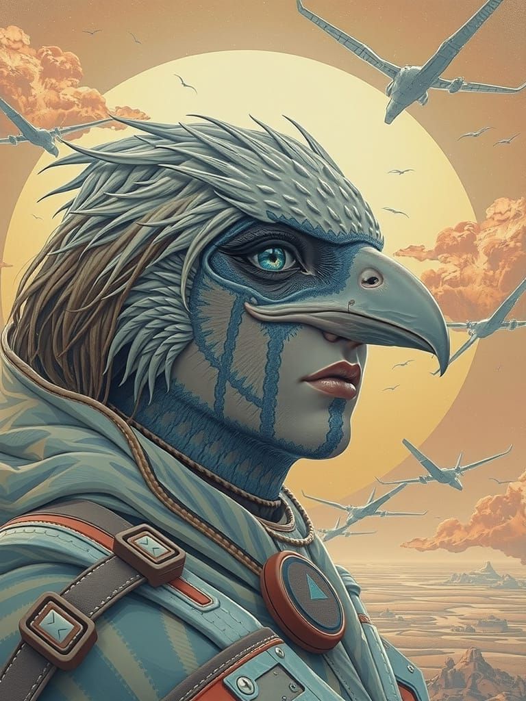 Skybound Avian Explorer in Modernist Style