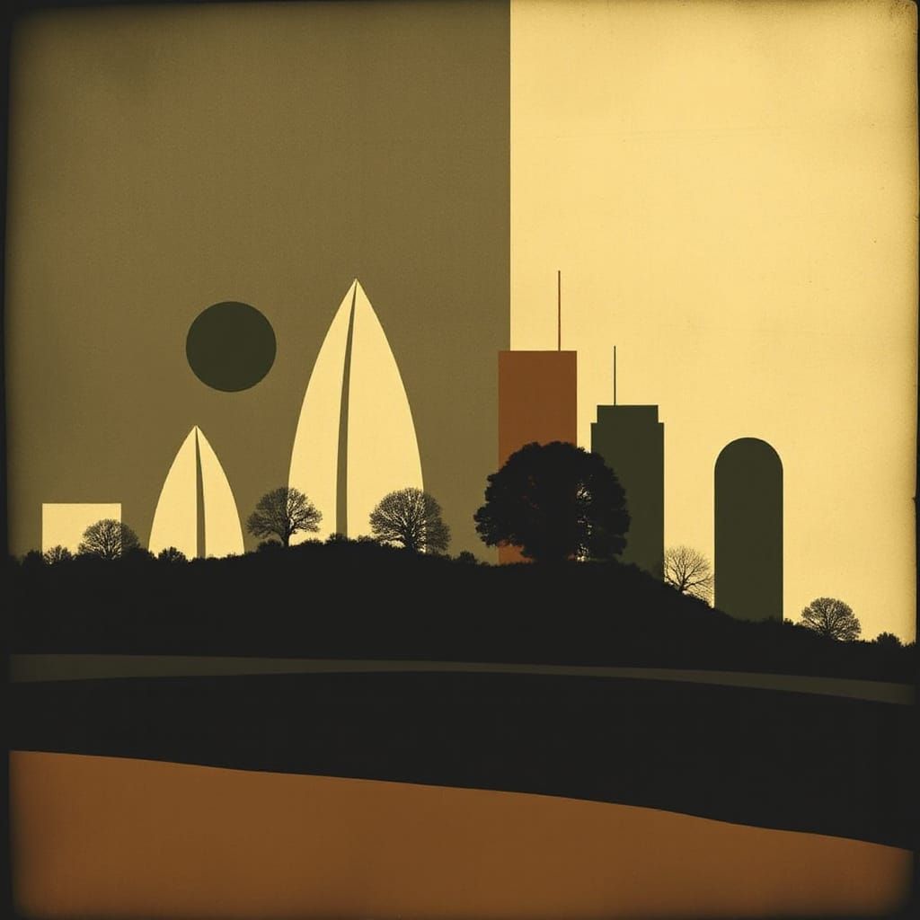 Abstract Bodyscape in 1940s Infographic Style