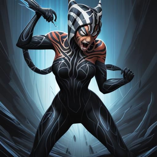 Ahsoka Tano with Venom Symbiote, Comic Book Art