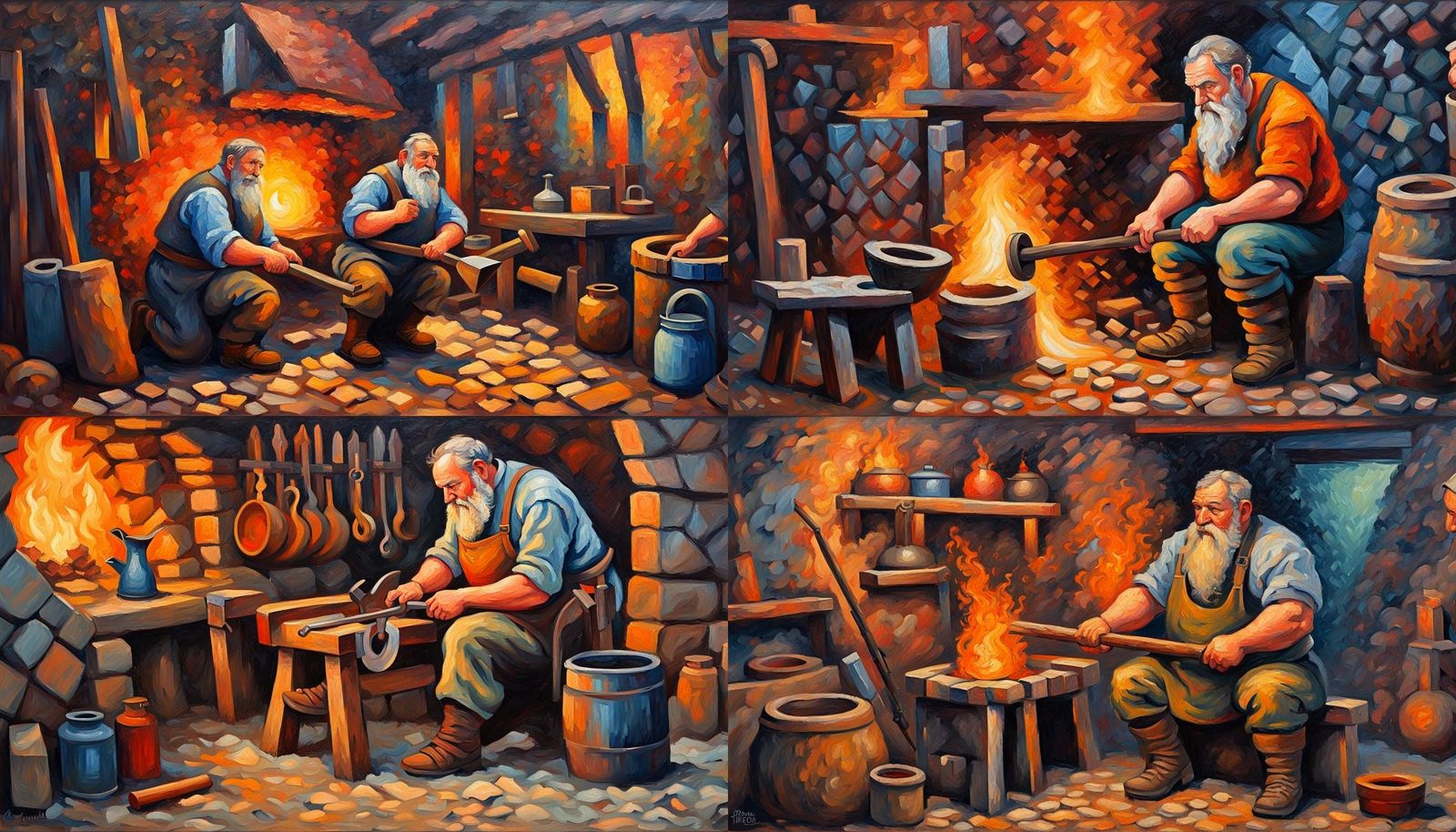Dwarven Blacksmith in Neo-Impressionist Style