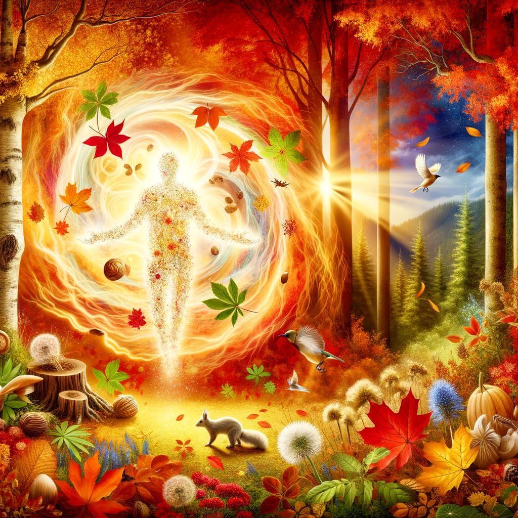 Autumn Spirit in Woodland Scene