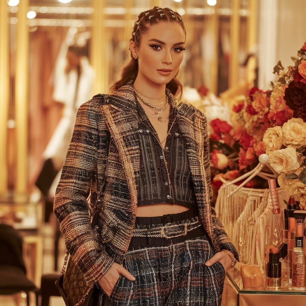 Streetwear Fashion Fusion: Beauty Pro in Designer Ensemble