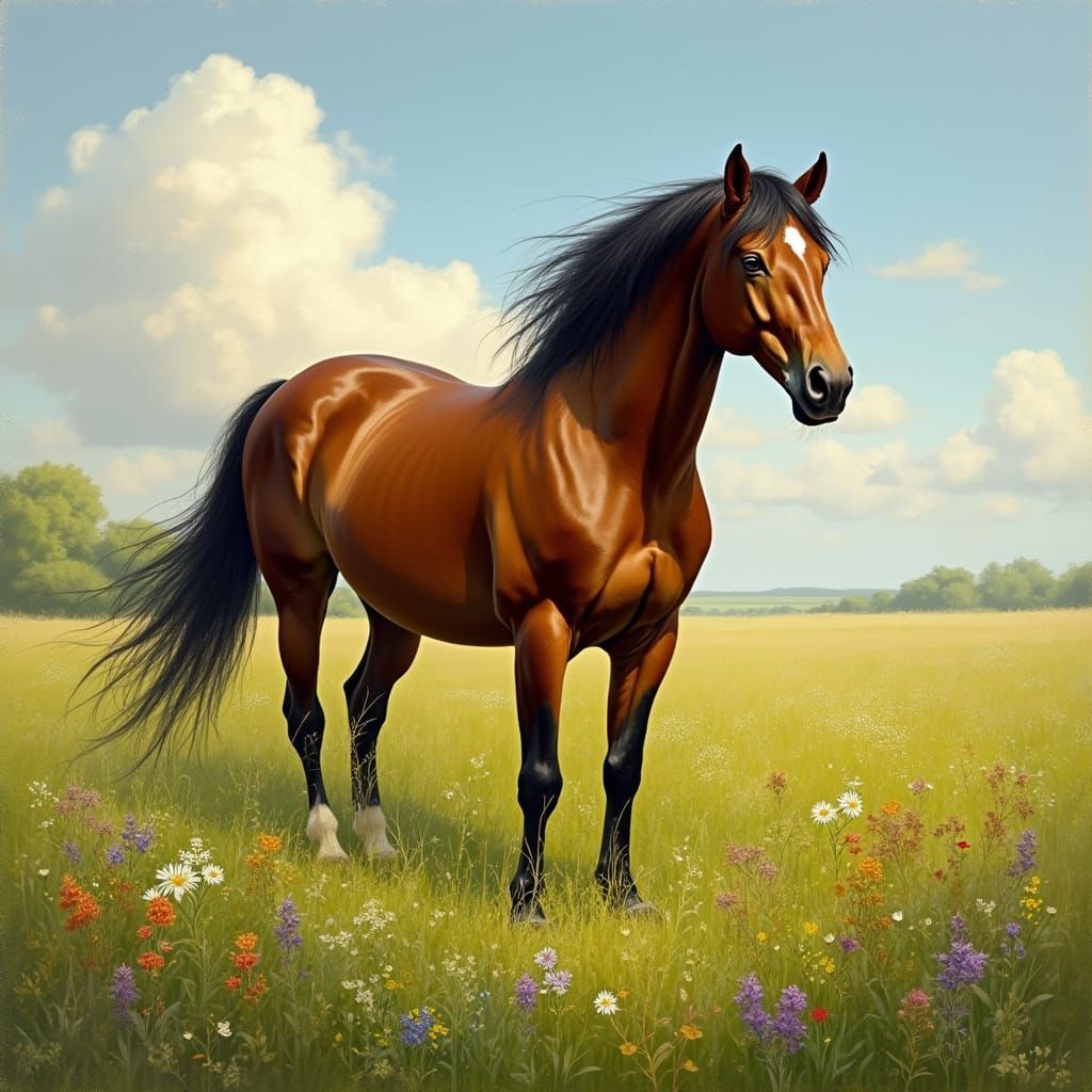 Ethereal Horse in a Vibrant Field