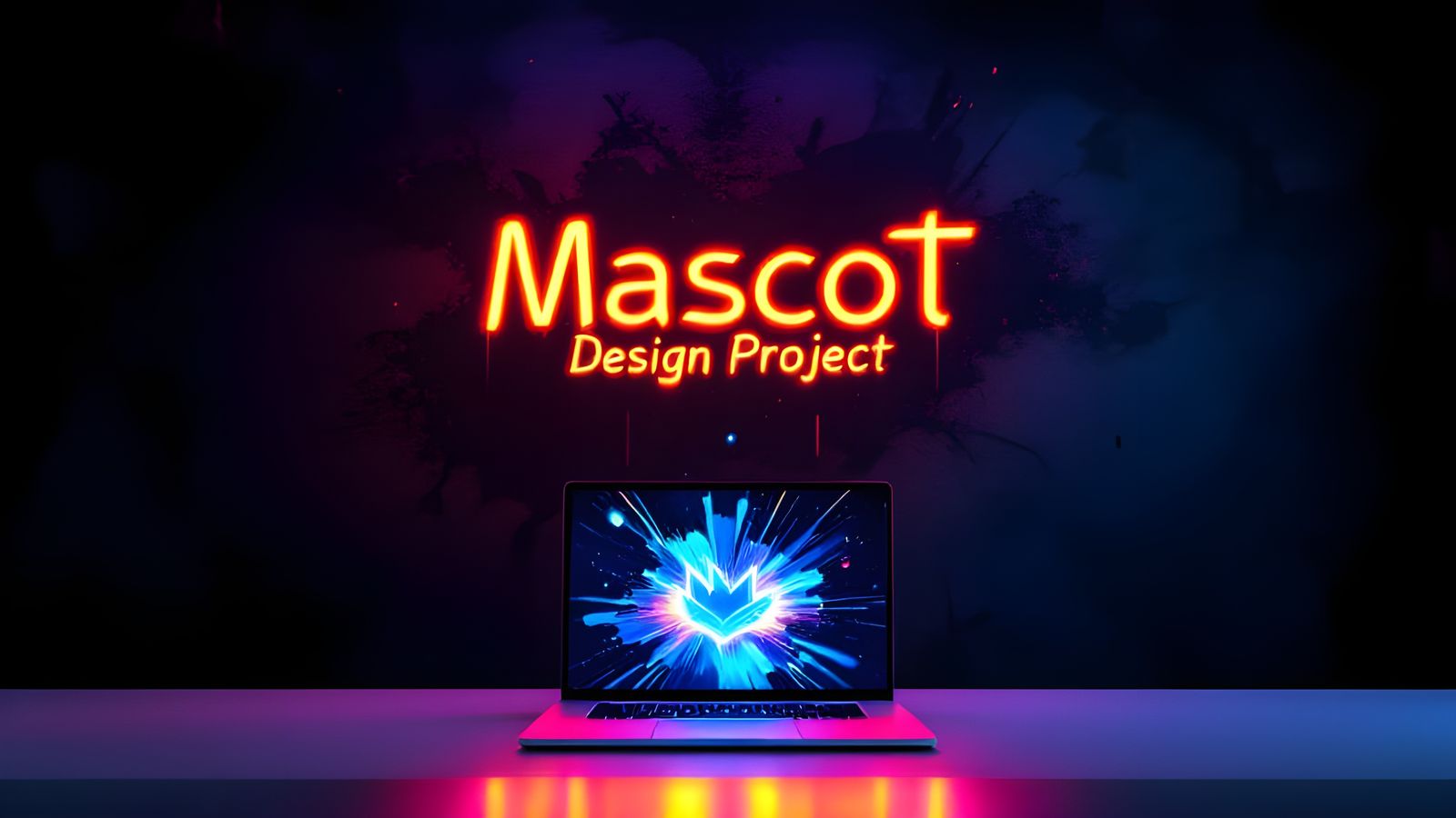 Futuristic Laptop Hologram in Graffiti Art Style