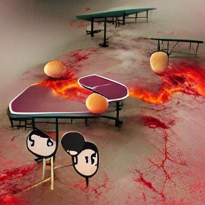 Surreal Ping Pong Table in Purgatory