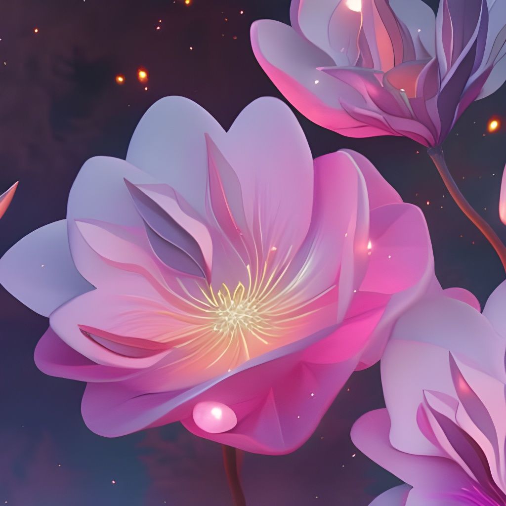 Ethereal Fantasy Flowers in Watercolor Style