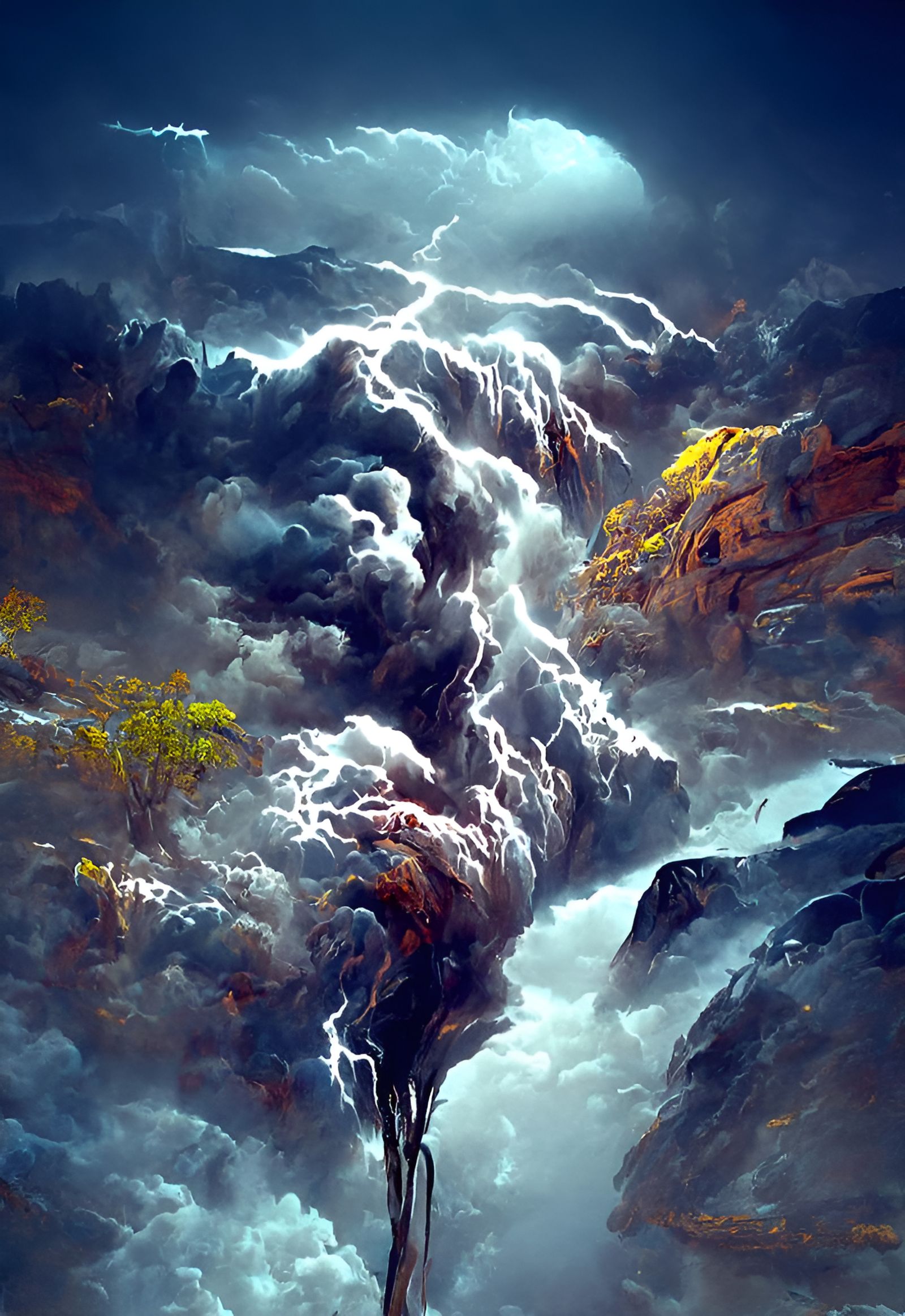 Canyon Lightning Storm Inspired by Romanticism