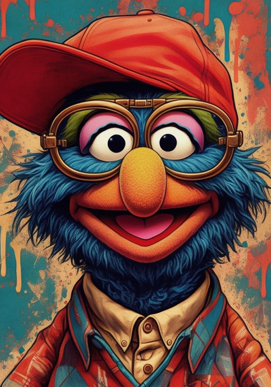 Gonzo Portrait in Neo-Expressionist Pop Art Style