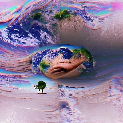 AI-Generated Image of a Colorful Planet