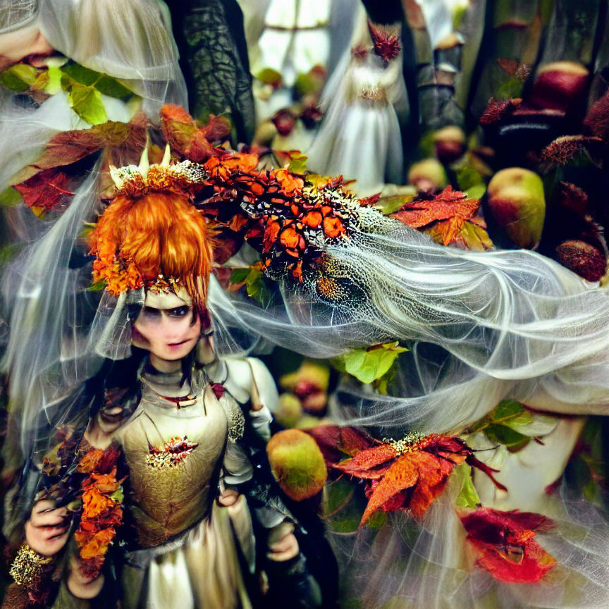 Autumn Bride in Enchanted Forest Digital Art