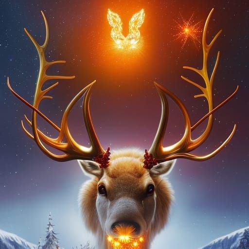 Reindeer Elemental in a Fantasy Art Style