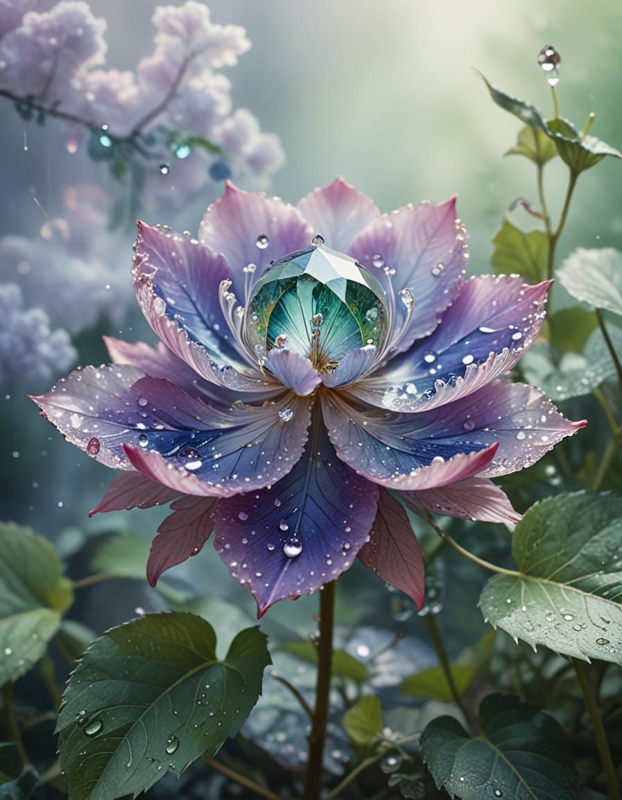 Exotic Jewel-Toned Bloom in Whimsical Watercolor Style