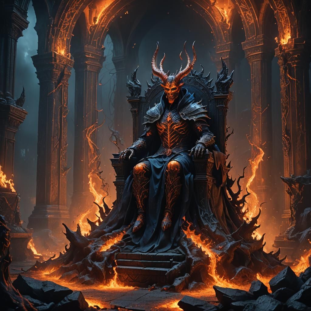 Demonic Figure on Throne: Dark Fantasy Concept Art