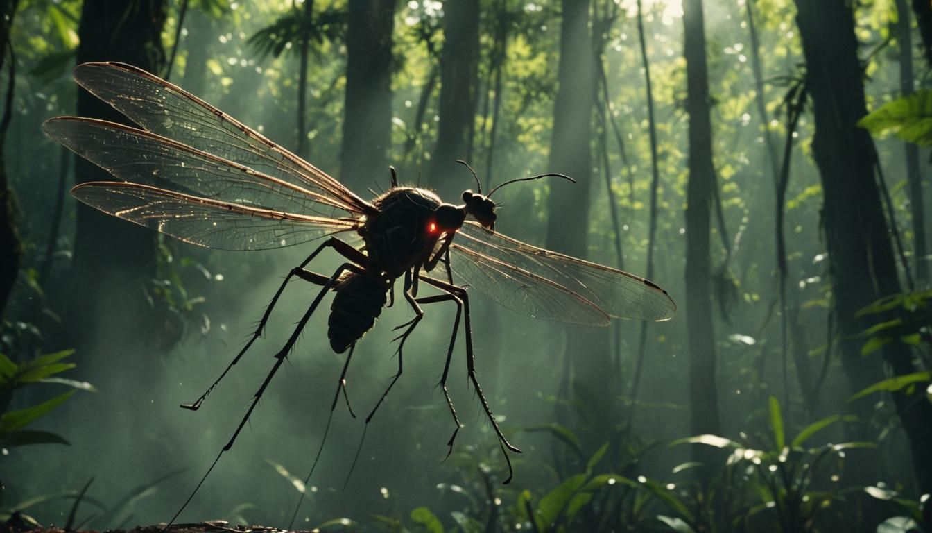 Giant Mosquito in Jungle, Film Noir Close-Up