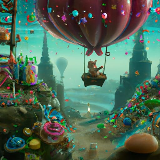 Candy Man's Fantastical Adventure: Detailed Matte Painting