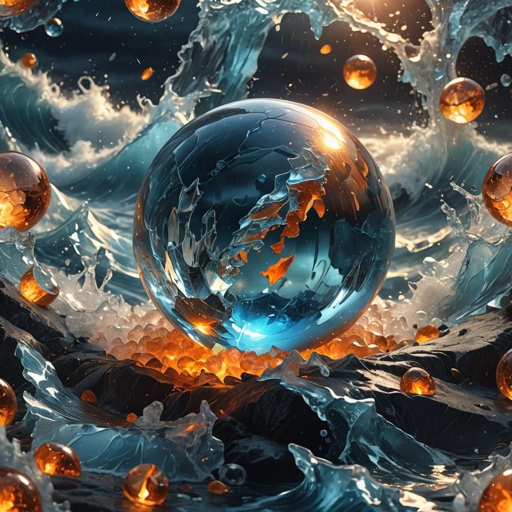 Shattered Crystal Orb Releases Fiery Heart