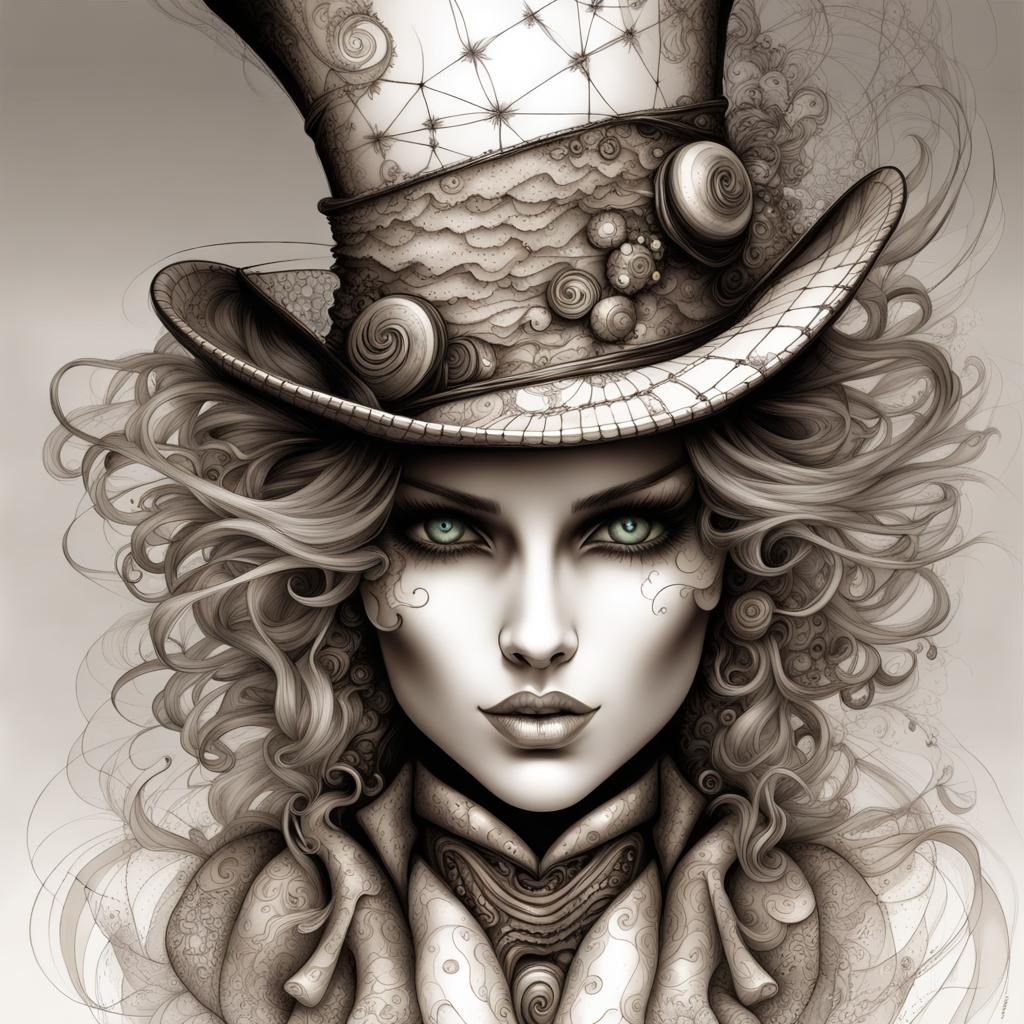 Female Mad Hatter in Luis Royo Style