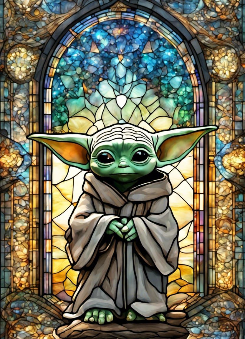 Stained glass Grogu
