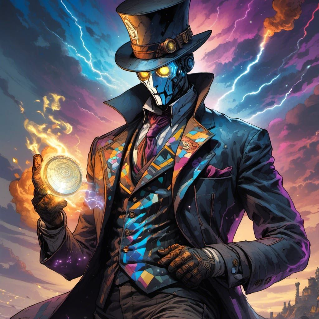 Futuristic Magician Conjures Lightning Storm