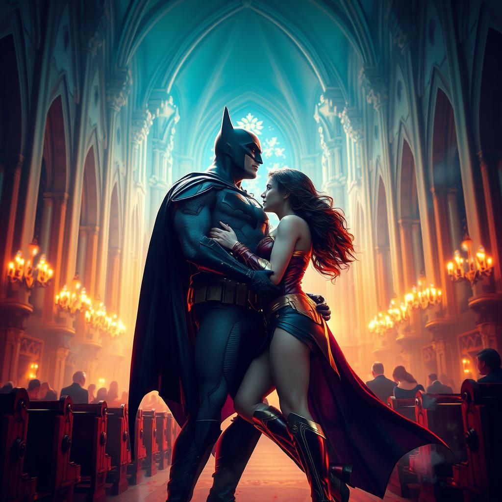 Batman and Wonder Woman Kissing: Fantasy Concept Art