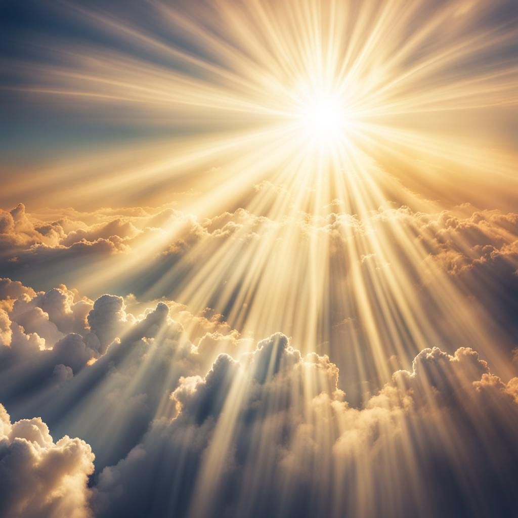 Heavenly Light Beams Through the Clouds