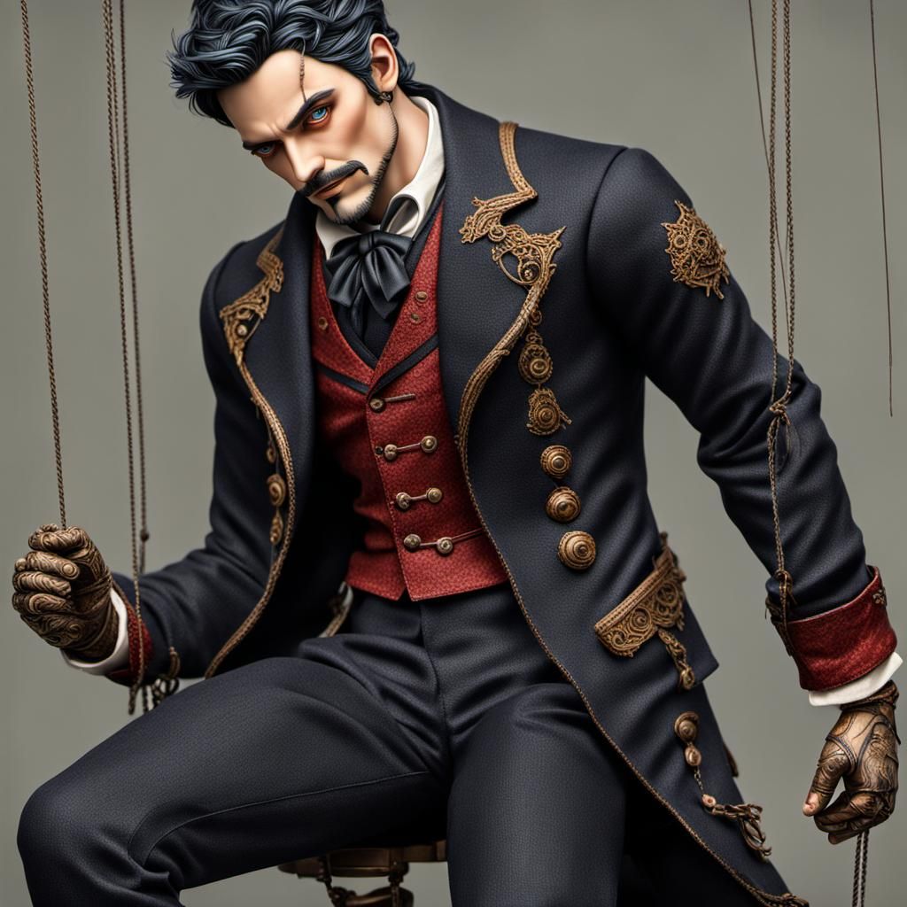 Detailed Marionette of a Handsome Man in Fantasy Setting