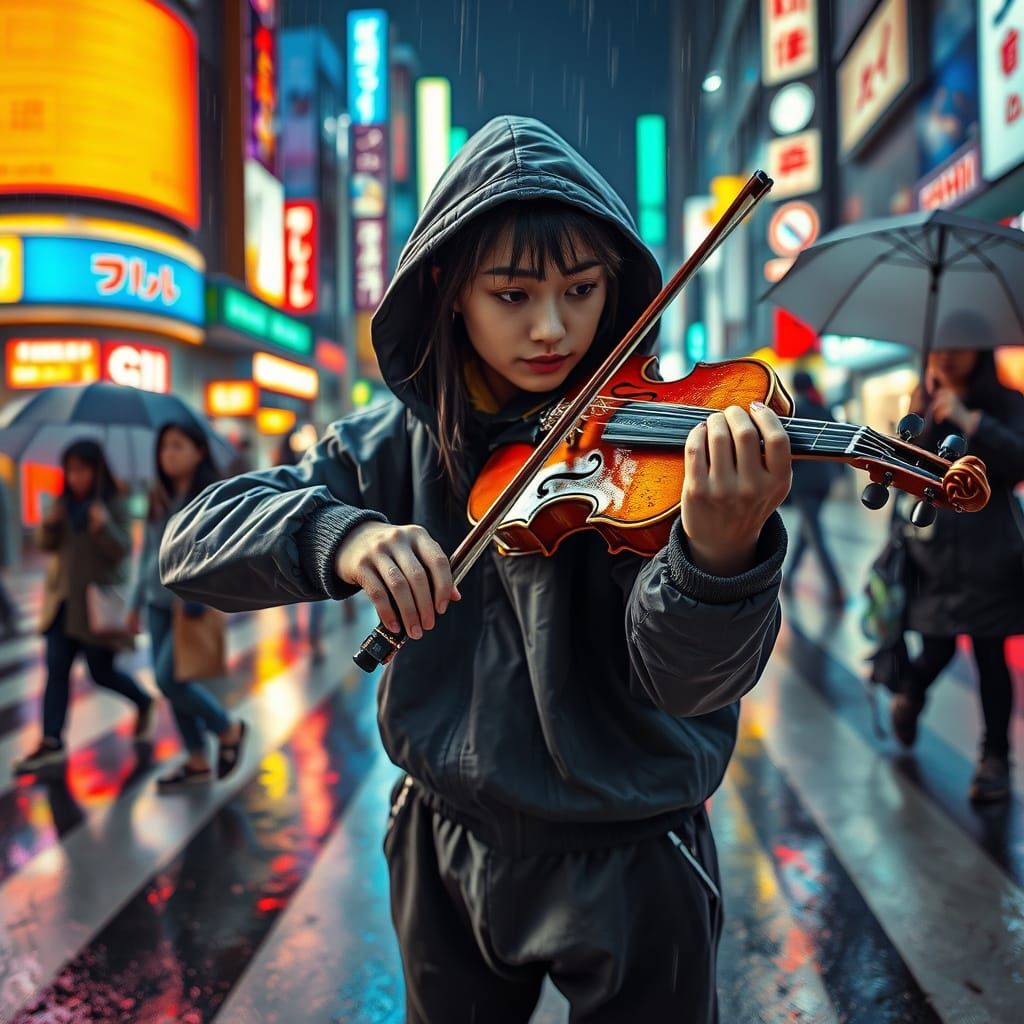 Rainy Shibuya Streets Pulsate with Neon and Music