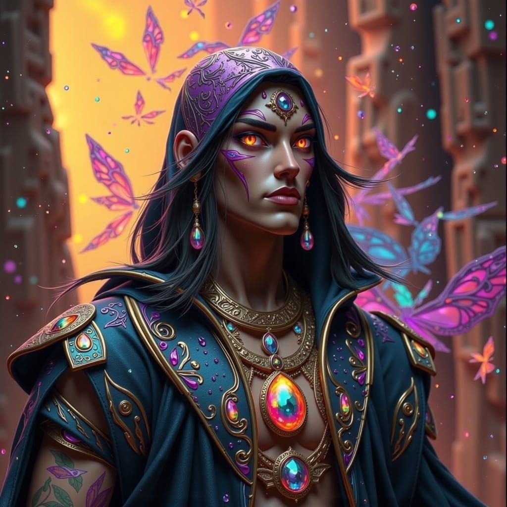 Ethereal Desert Warrior in Iridescent Armor