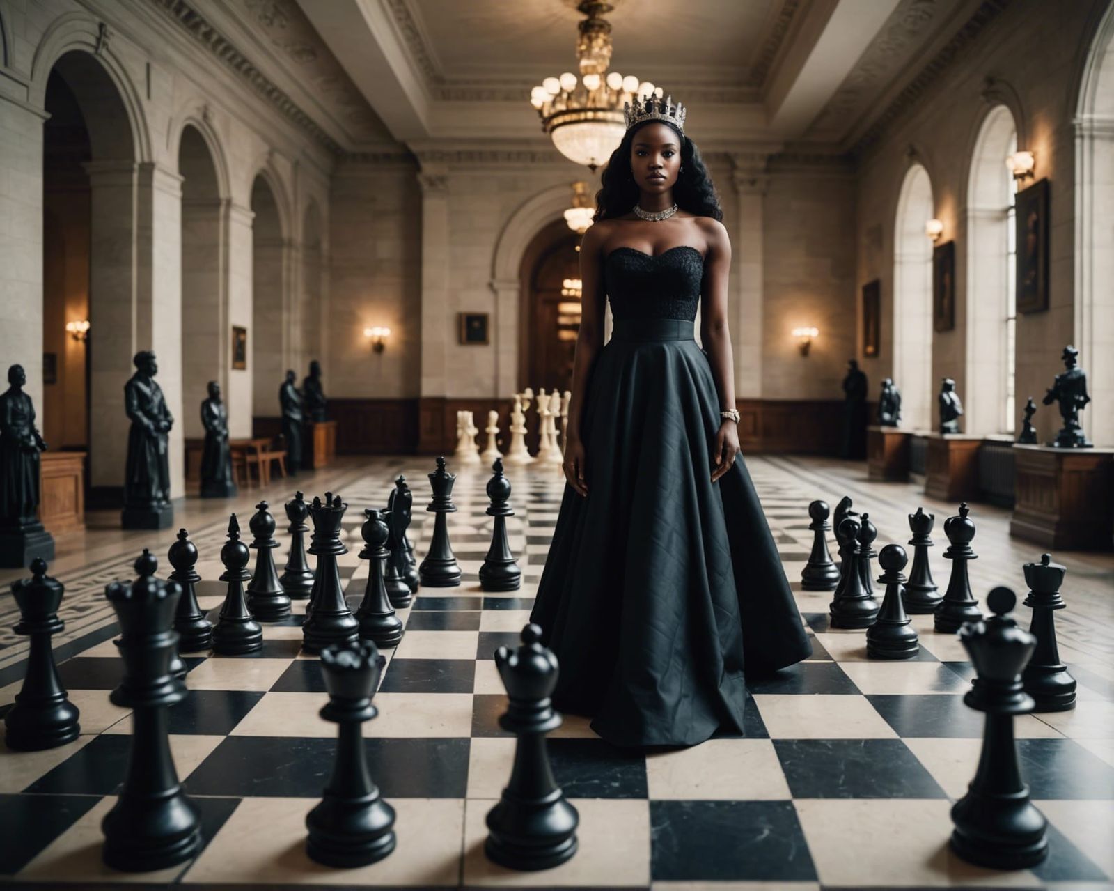 African Queen on Chessboard in Government Building